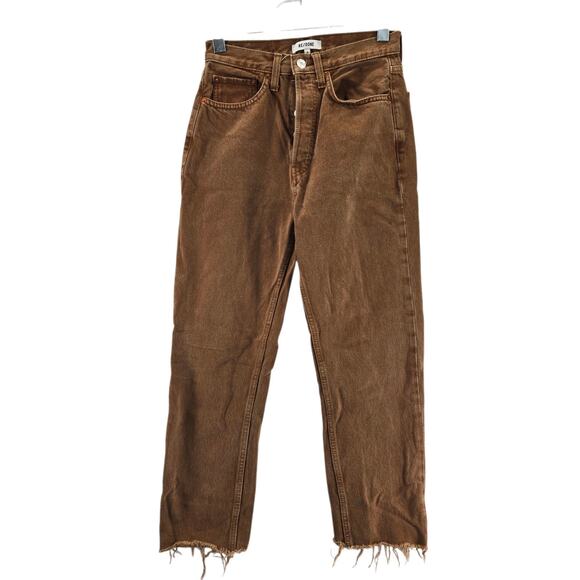 Re/Done Jeans Womens 26 70's Ultra High Rise Stovepipe Washed Terracotta Brown - Picture 1 of 13
